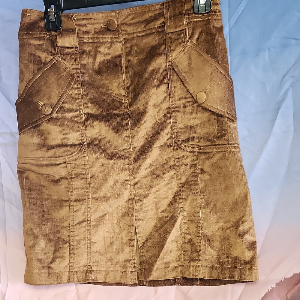 *Cache Brown Mini Skirt with Pocket Details